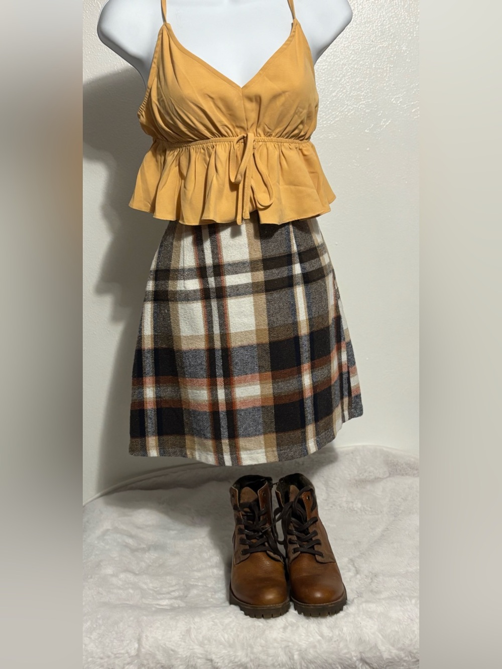 Fashion Nova Tie-Front Cami Top in Mustard Gold